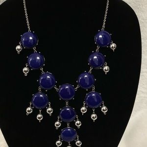Blue with silver balls bubble necklace